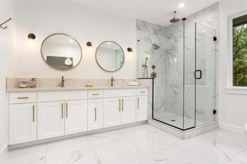 example of a finished bathroom renovation